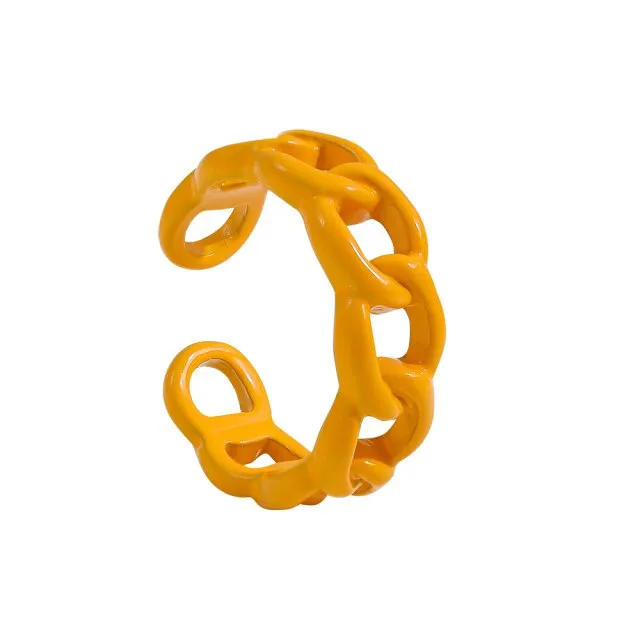 2021 New Trendy Hand-painted Candy Color Dripping Oil Geometric Chain Rings for Women Multicolor Irregular Open Rings Jewelry