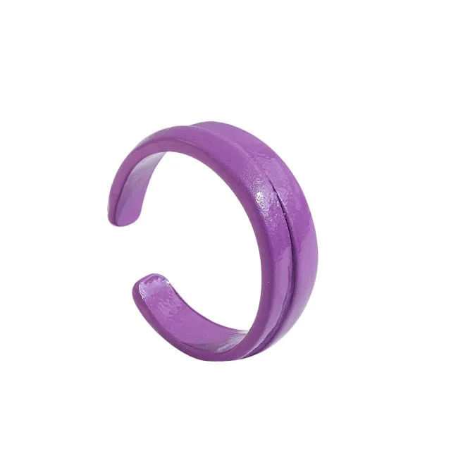 2021 New Trendy Hand-painted Candy Color Dripping Oil Geometric Chain Rings for Women Multicolor Irregular Open Rings Jewelry