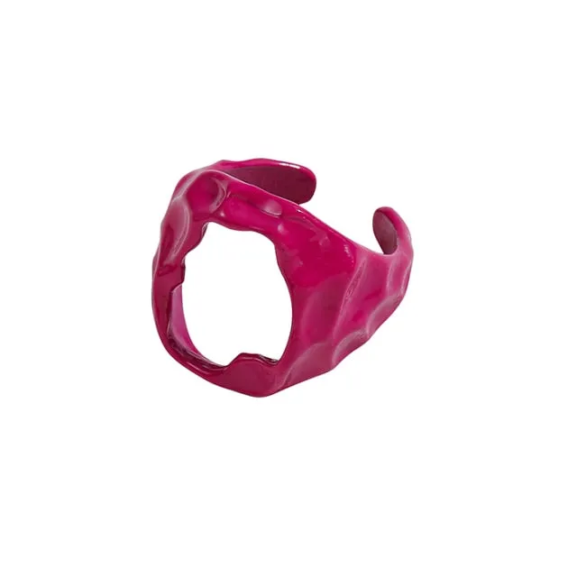 2021 New Trendy Hand-painted Candy Color Dripping Oil Geometric Chain Rings for Women Multicolor Irregular Open Rings Jewelry