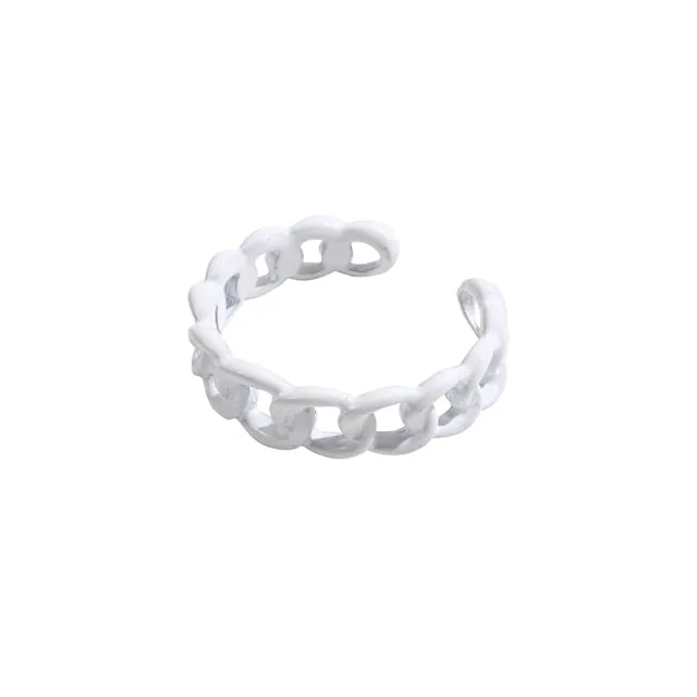 2021 New Trendy Hand-painted Candy Color Dripping Oil Geometric Chain Rings for Women Multicolor Irregular Open Rings Jewelry