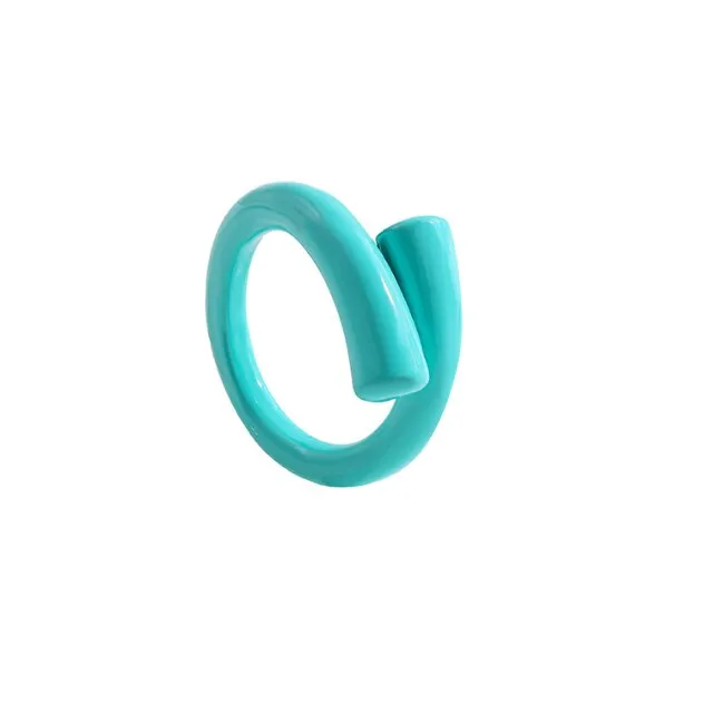 2021 New Trendy Hand-painted Candy Color Dripping Oil Geometric Chain Rings for Women Multicolor Irregular Open Rings Jewelry