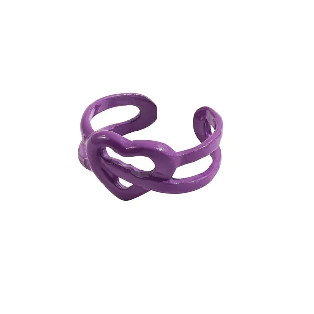 2021 New Trendy Hand-painted Candy Color Dripping Oil Geometric Chain Rings for Women Multicolor Irregular Open Rings Jewelry