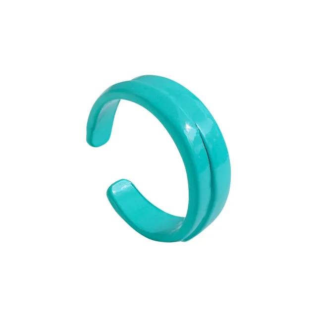 2021 New Trendy Hand-painted Candy Color Dripping Oil Geometric Chain Rings for Women Multicolor Irregular Open Rings Jewelry