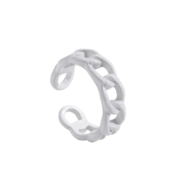 2021 New Trendy Hand-painted Candy Color Dripping Oil Geometric Chain Rings for Women Multicolor Irregular Open Rings Jewelry