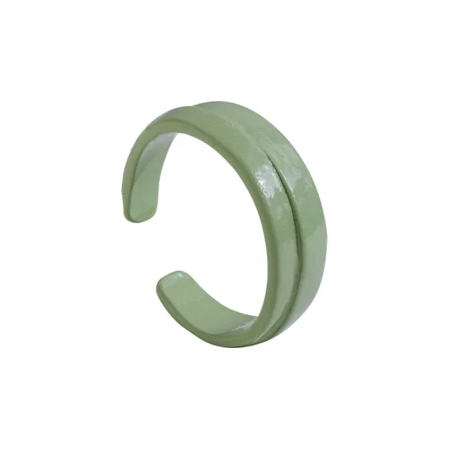 2021 New Trendy Hand-painted Candy Color Dripping Oil Geometric Chain Rings for Women Multicolor Irregular Open Rings Jewelry