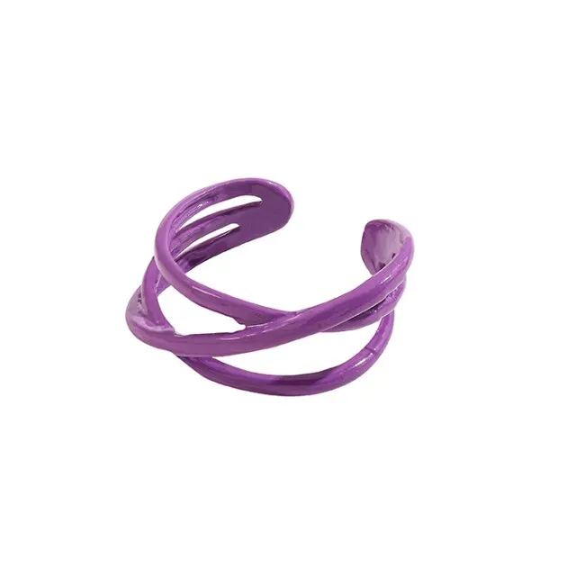 2021 New Trendy Hand-painted Candy Color Dripping Oil Geometric Chain Rings for Women Multicolor Irregular Open Rings Jewelry