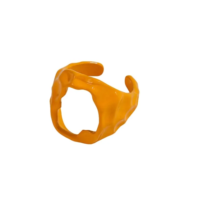 2021 New Trendy Hand-painted Candy Color Dripping Oil Geometric Chain Rings for Women Multicolor Irregular Open Rings Jewelry