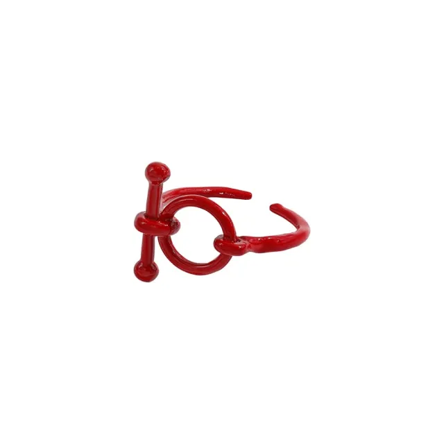 2021 New Trendy Hand-painted Candy Color Dripping Oil Geometric Chain Rings for Women Multicolor Irregular Open Rings Jewelry