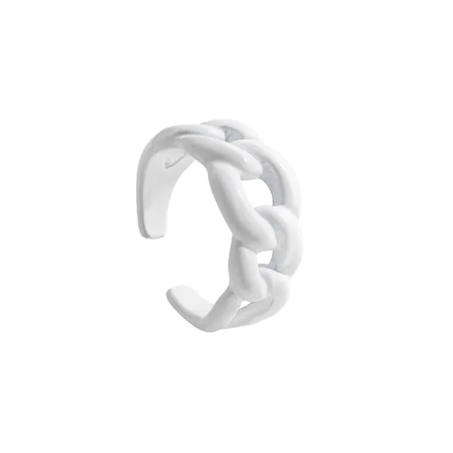 2021 New Trendy Hand-painted Candy Color Dripping Oil Geometric Chain Rings for Women Multicolor Irregular Open Rings Jewelry
