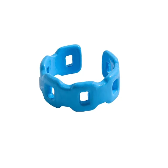 2021 New Trendy Hand-painted Candy Color Dripping Oil Geometric Chain Rings for Women Multicolor Irregular Open Rings Jewelry