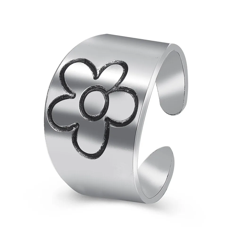 2022 New Korean Style Flower Rings for Women Punk Trendy Vintage Plum Blossom Ring Small Daisy Flower Rings Party Couple Rings