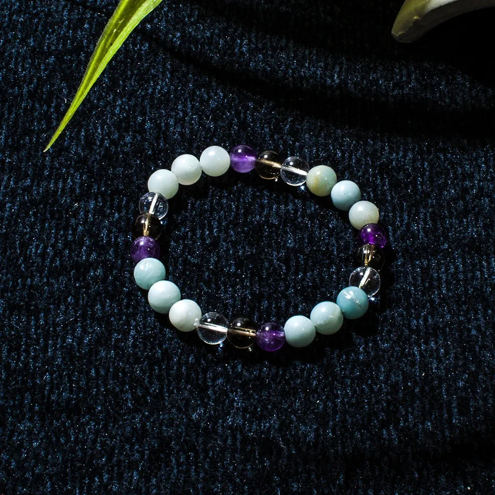8mm Amazonite Amethyst Beaded Necklace 108 Mala Prayer Jewelry Meditation Yoga Japamala Set