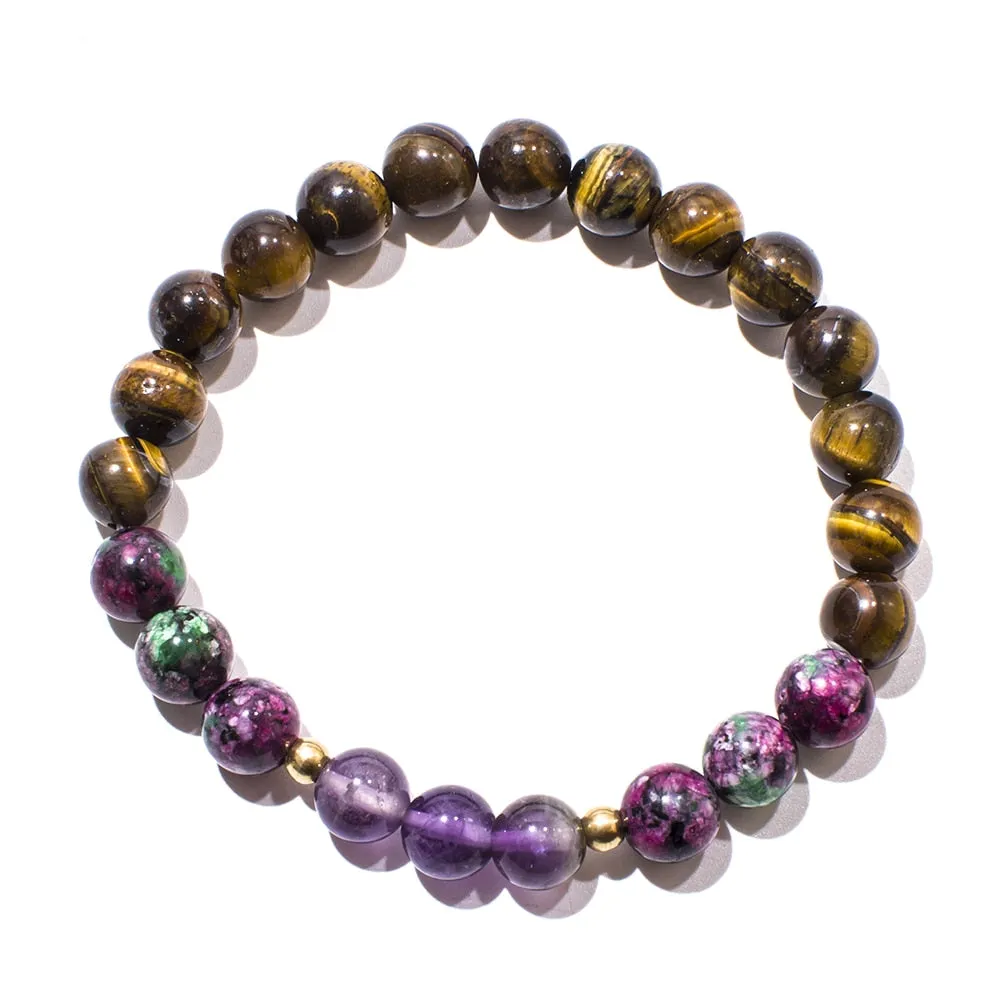 8mm Natural Yellow Tiger Eye Amethyst Beads 108 Mala Necklace