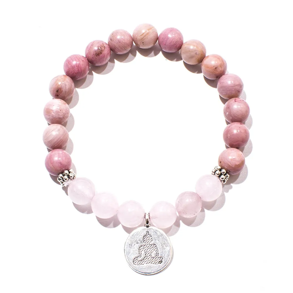 8mm Rhodochrosite Rose Quartz Beads 108 Mala Necklace