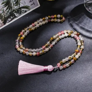 8mm Watermelon Tourmaline 108 Mala Beads Necklace Meditation Yoga Prayer Japamala Rosary