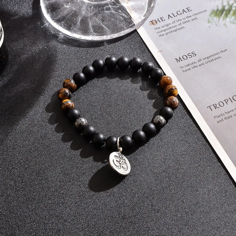 8mm Yellow Tiger Eyes, Matte Black Agate, Hematite Beaded Necklace Bracelet