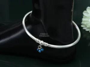 925 sterling silver handmade vintage ethnic design customized foot ankle kada bracelet with hanging drops best belly dance jewelry Nsfk51
