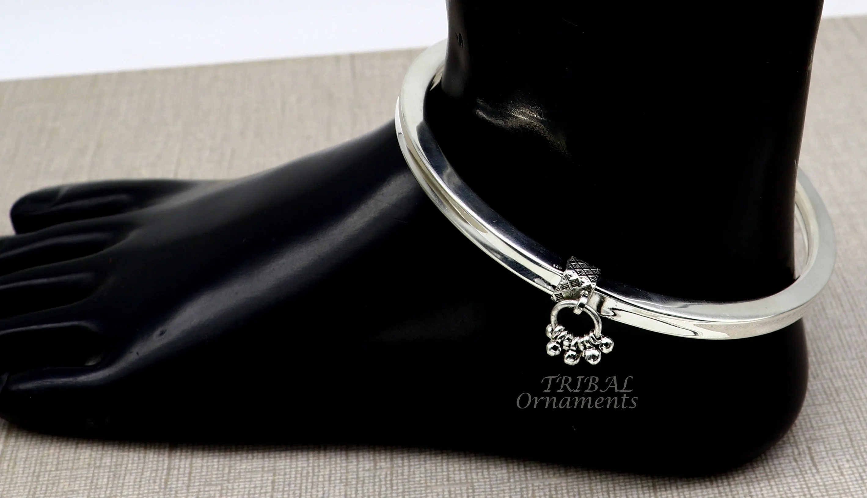 925 sterling silver handmade vintage ethnic design customized foot ankle kada bracelet with hanging drops best belly dance jewelry nsfk76