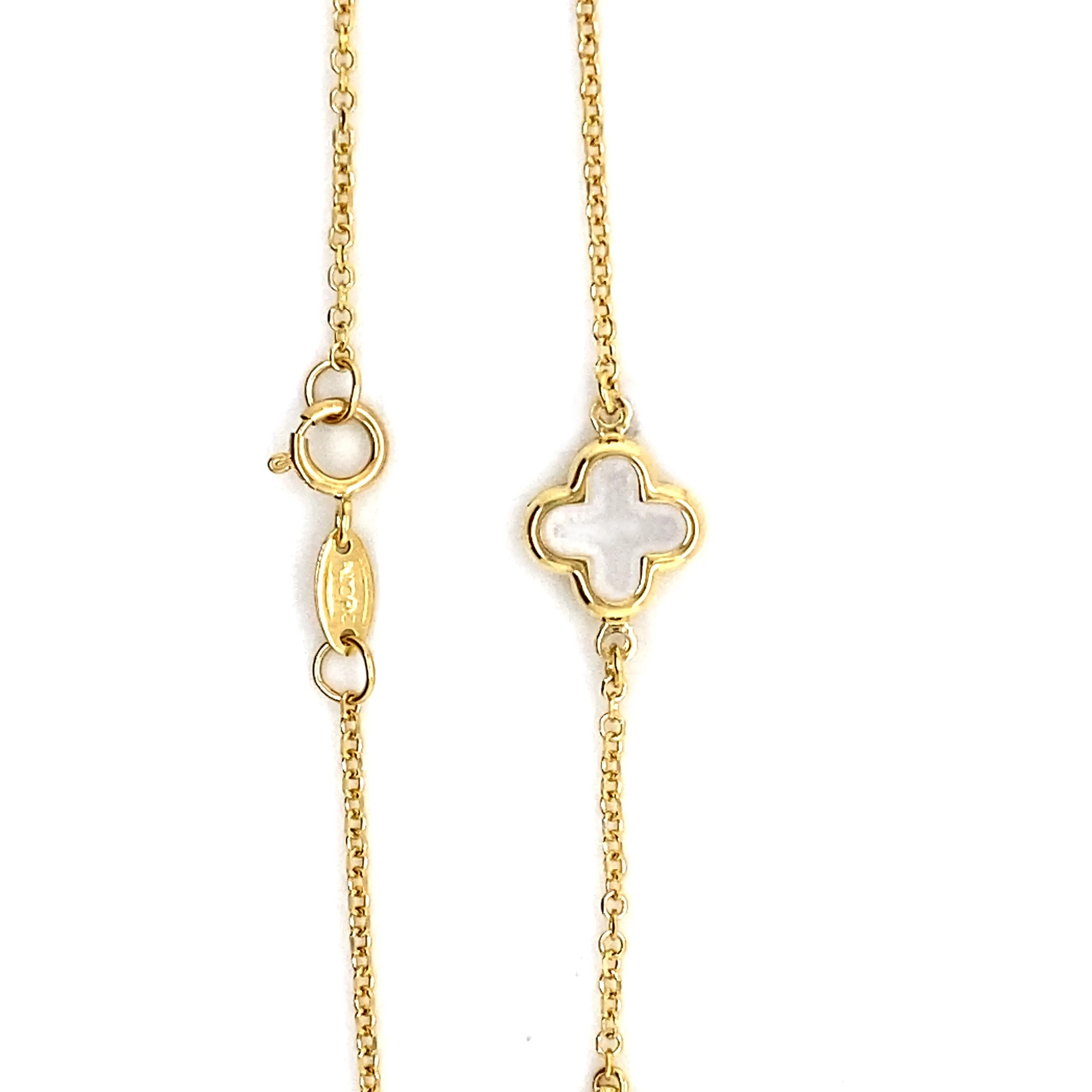 9ct Gold 3 Station Mother of Pearl Clover/Quatrefoil Bracelet
