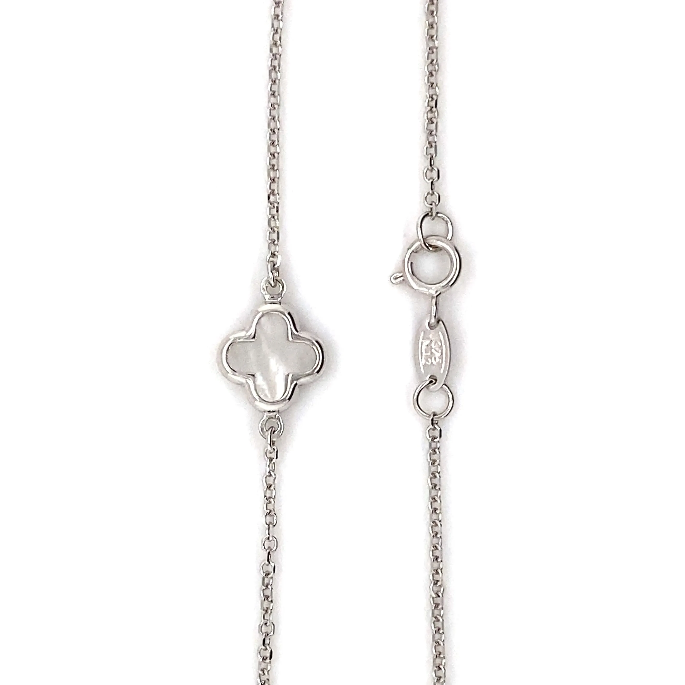 9ct Gold 3 Station Mother of Pearl Clover/Quatrefoil Bracelet