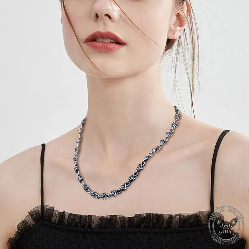 Ace Of Spades Sterling Silver Skull Necklace