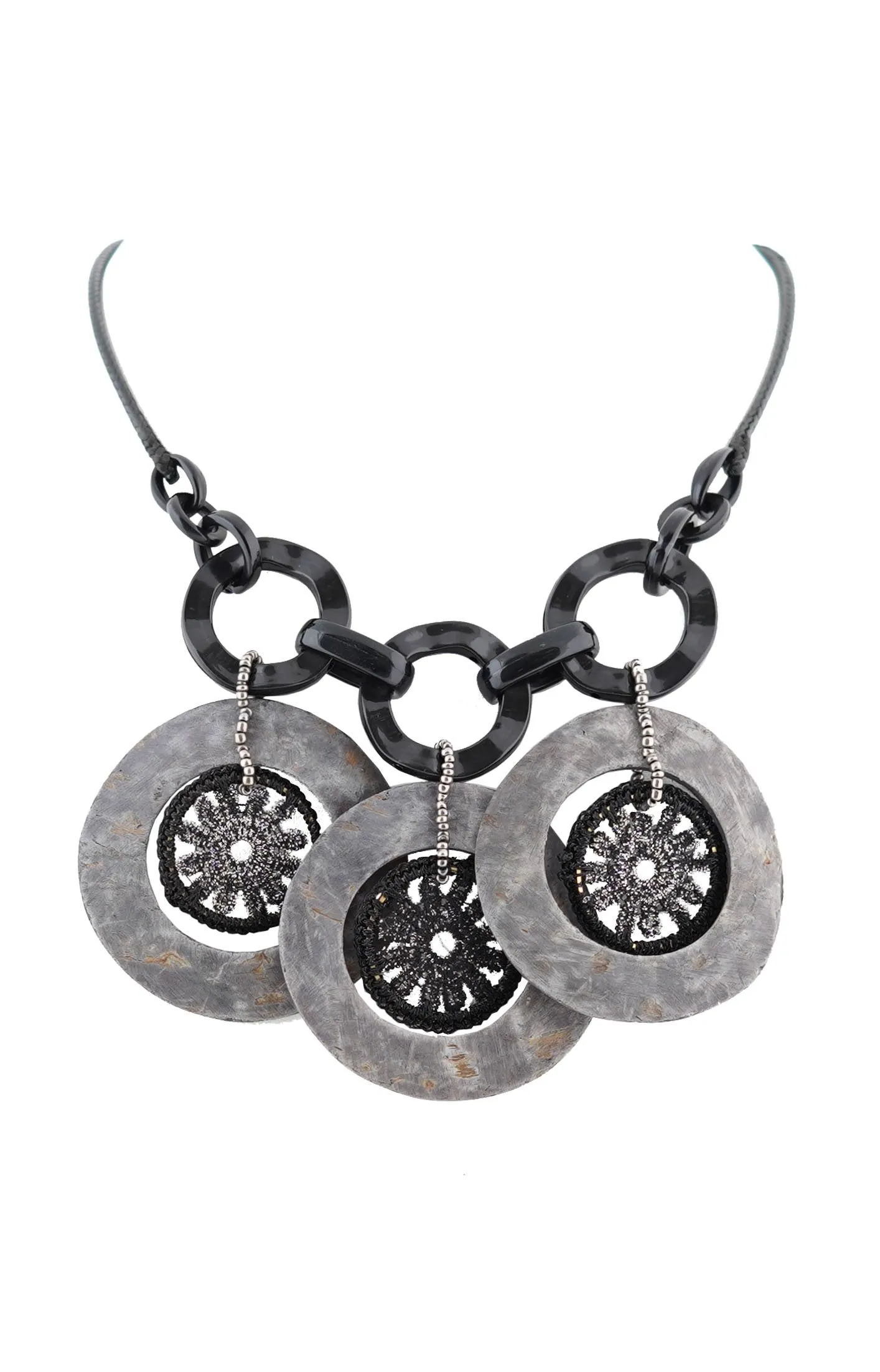 Alisha D Grey Stained Acrylic Collar Necklace