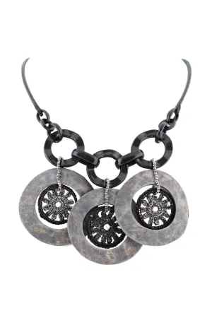 Alisha D Grey Stained Acrylic Collar Necklace