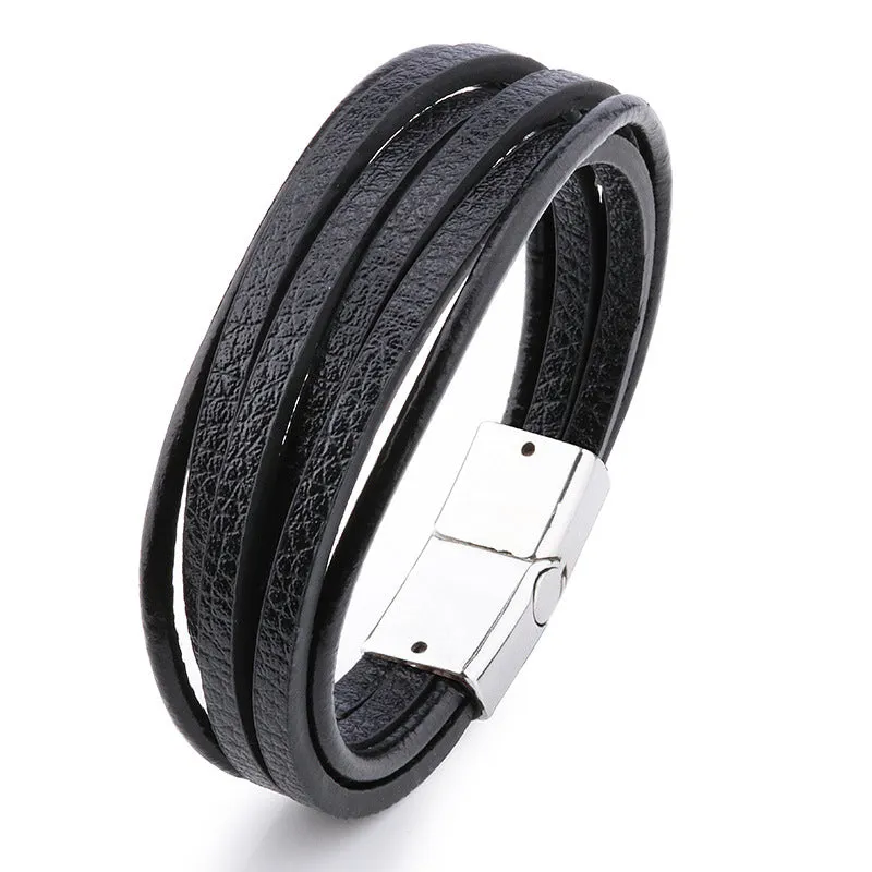 Alloy Men's Braided PU Leather Bracelet