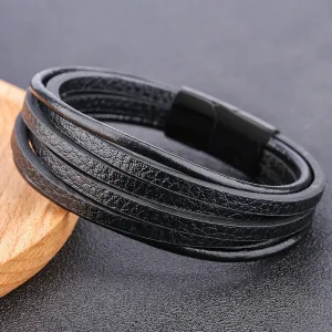 Alloy Men's Braided PU Leather Bracelet