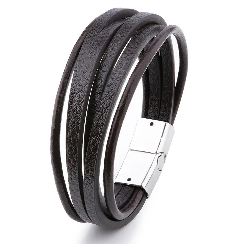 Alloy Men's Braided PU Leather Bracelet