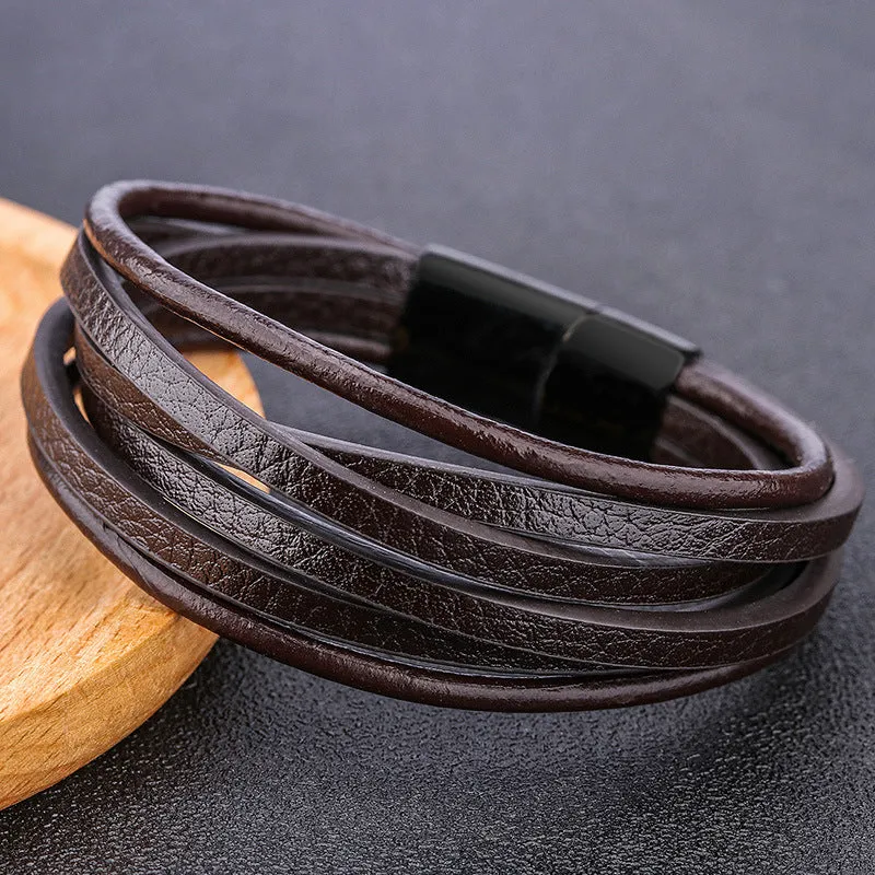 Alloy Men's Braided PU Leather Bracelet