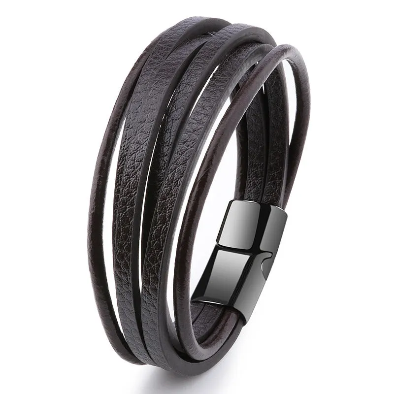 Alloy Men's Braided PU Leather Bracelet