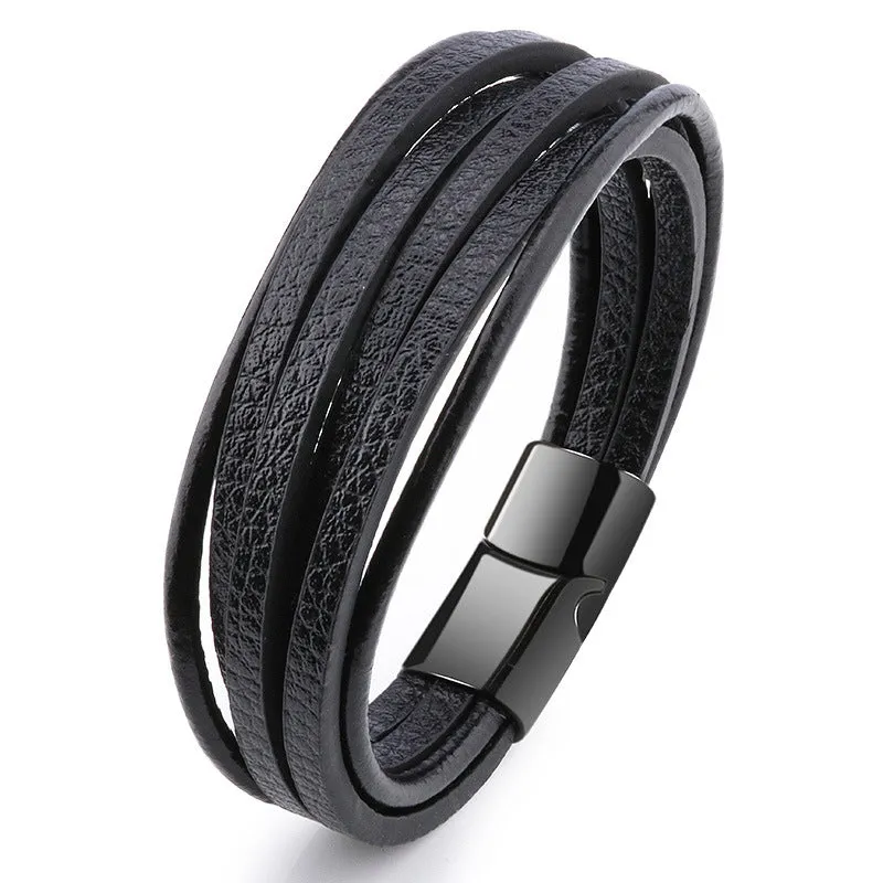 Alloy Men's Braided PU Leather Bracelet