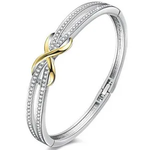 Angelady"Forever and Ever" Silver Infinity Bracelets Bangles for Women Rose Gold Bracelets Ladies Bracelets Birthday Valentine Gifts for Women/Mum/Wife-with Jewellery Box Silver & Gold 1