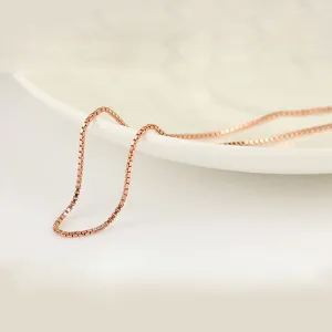ANI 18K Rose Gold (AU750) Chain Necklace for Women Engagement Three Color Fine Box Chain for Pendant 16 inches or 18 inches