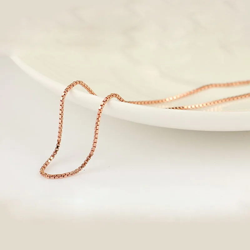 ANI 18K Rose Gold (AU750) Chain Necklace for Women Engagement Three Color Fine Box Chain for Pendant 16 inches or 18 inches
