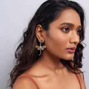 Aria Two-Tone DragonFly Earrings