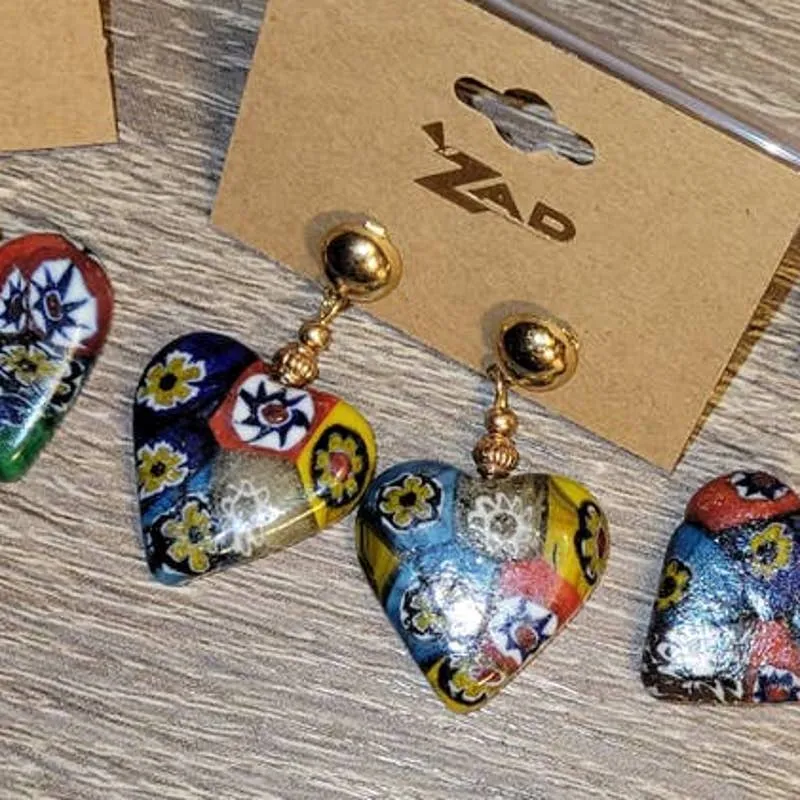 Arthouse Aesthetic Glass Heart Dangle Drop Earrings