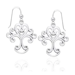 Artistic Tree of Life Symbol Sterling Silver Earrings