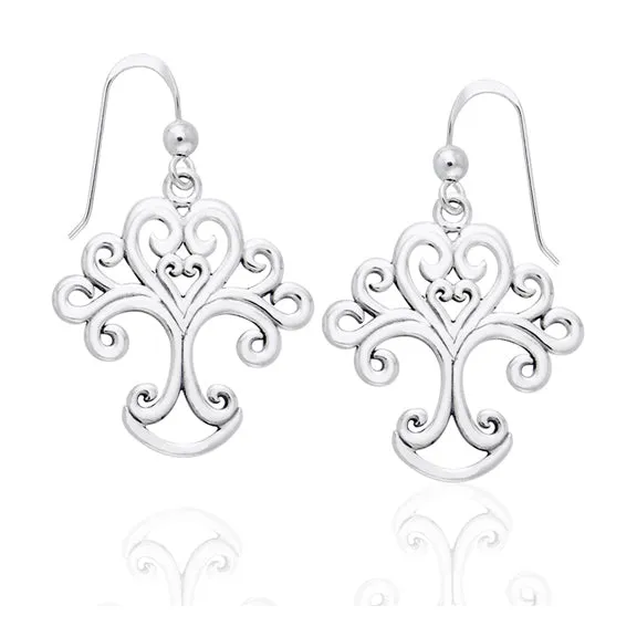 Artistic Tree of Life Symbol Sterling Silver Earrings
