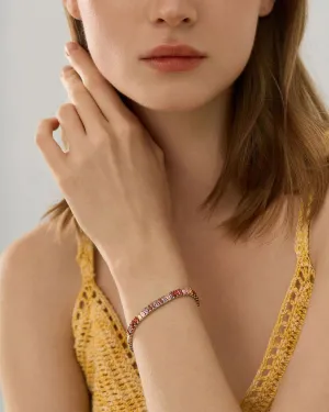 ARTLOVER Tennis Bracelets for Women, 14K White Gold Plated 5mm Multi Colored CZ Bracelet | Size 7.7-7.8 Inch