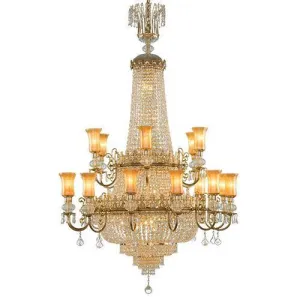 Asfour - Empire Chandelier - 34 Bulbs - Gold Oxide - Drop Clear