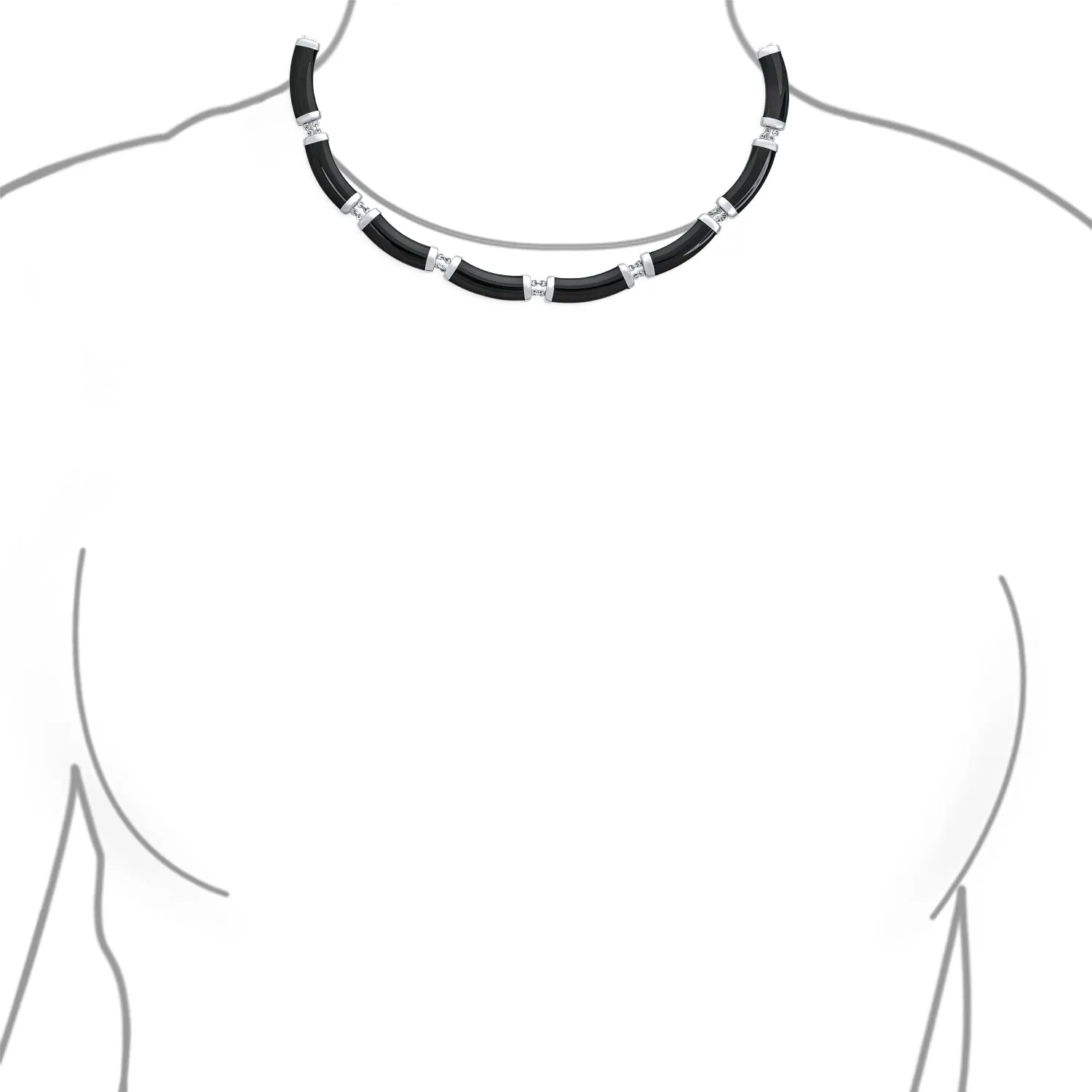Asian Style Pendant Necklace Black Onyx & Green Jade 14K Gold Plated 16 Inch
