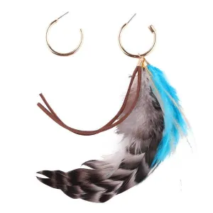 Asymmetric Feather Drop  Earrings