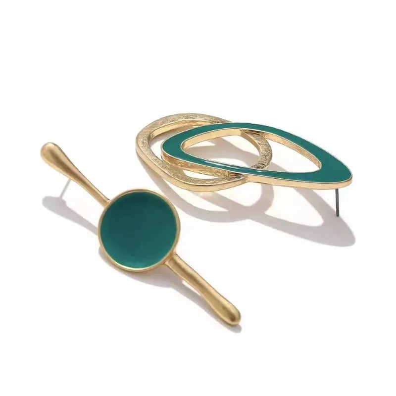 Asymmetric Turquoise Green Statement Earrings