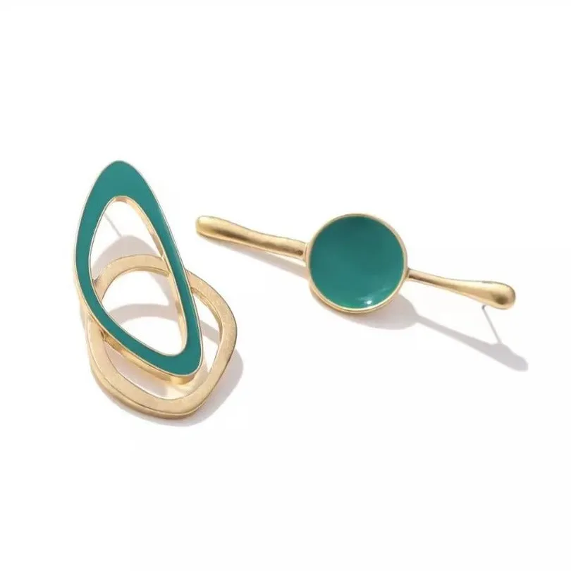 Asymmetric Turquoise Green Statement Earrings