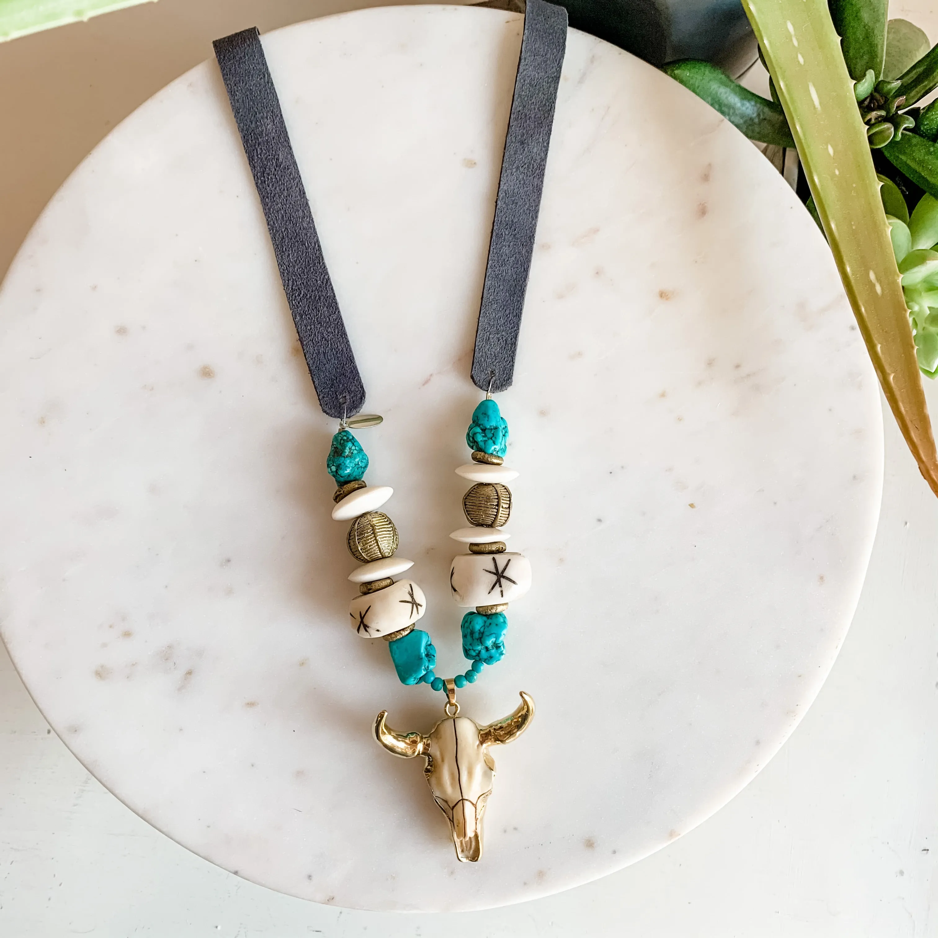 Austin Turquoise Steer Statement Necklace