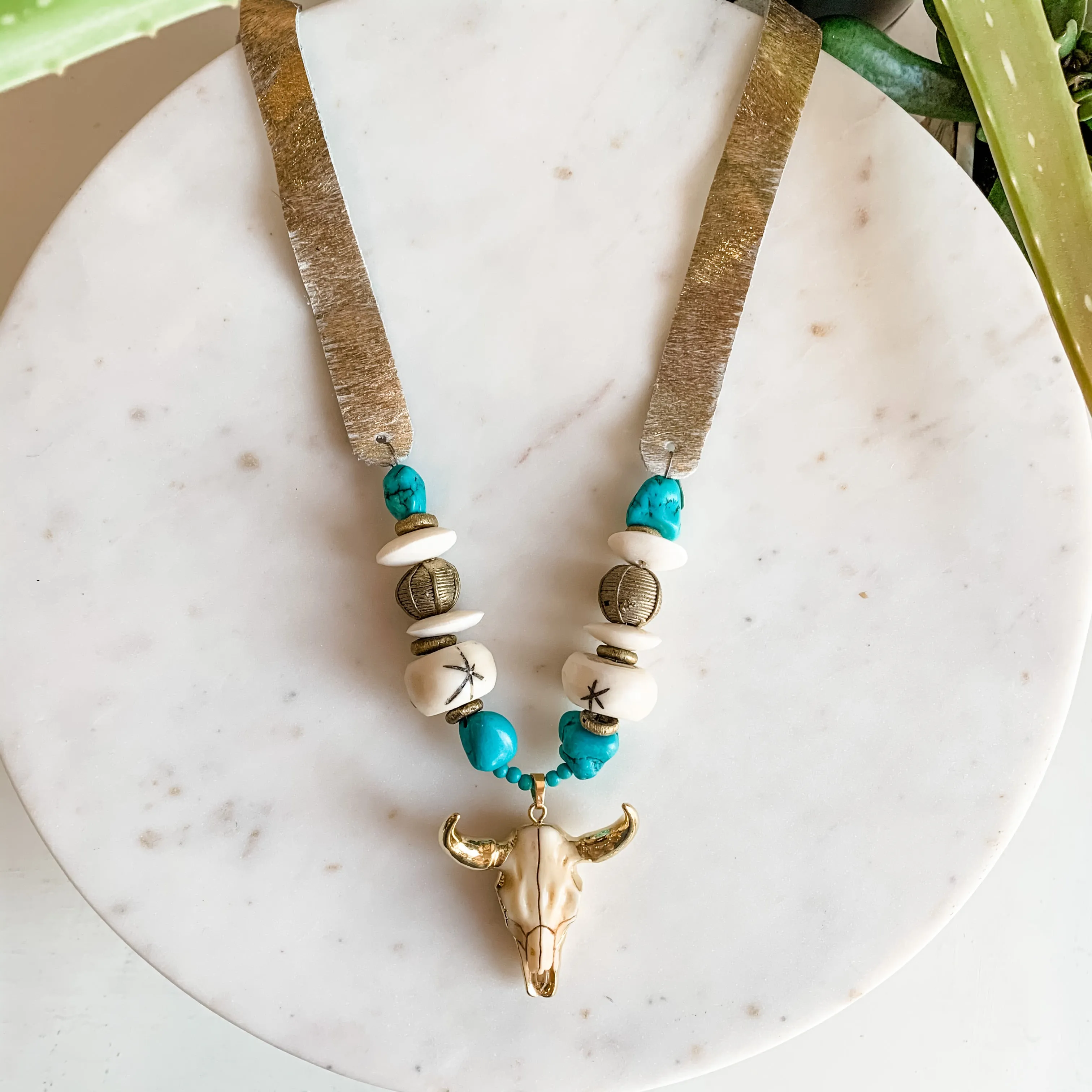 Austin Turquoise Steer Statement Necklace