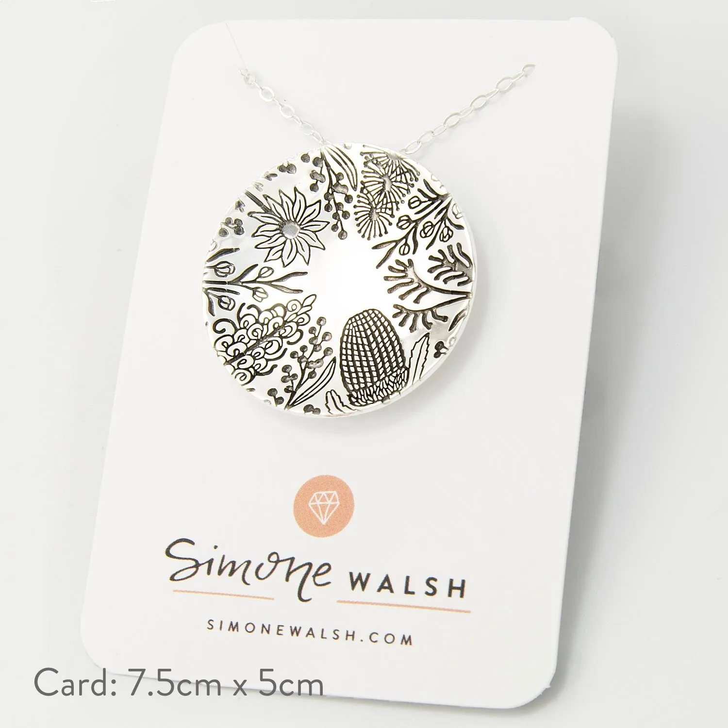 Australian Flora Pattern Pendant Necklace