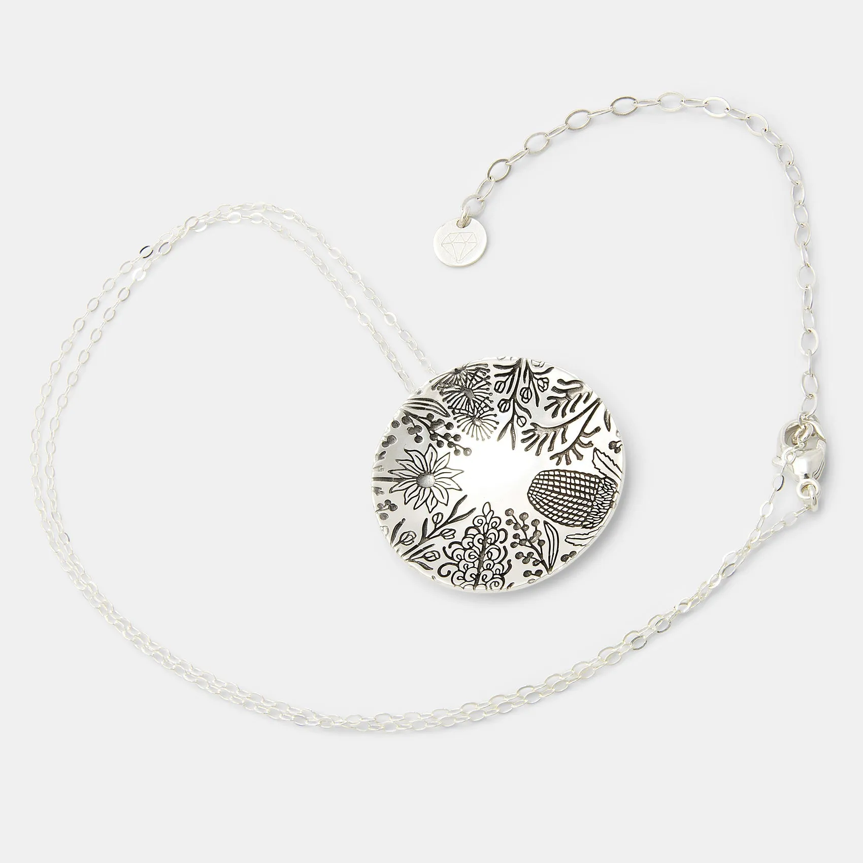 Australian Flora Pattern Pendant Necklace